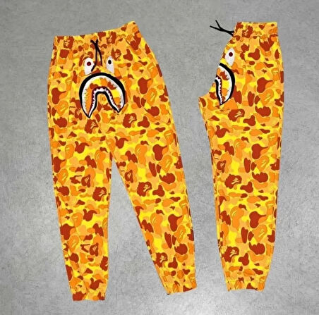 Unisex Pubg Bape X Shark Eşofman Altı - Sarı