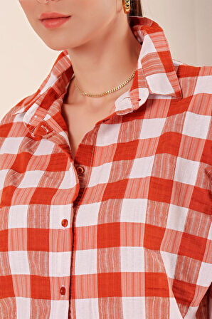 3900 Oversize Uzun Basic Gömlek - Taba