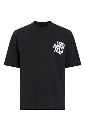 Erkek Baskılı Oversize T-shirt - Siyah