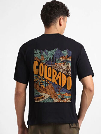 Erkek Baskılı Oversize T-shirt - Siyah