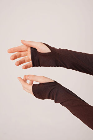 Uzun Kollu Basic Kahverengi Bluz