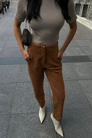 SÜET PANTOLON PENSLİ - Taba