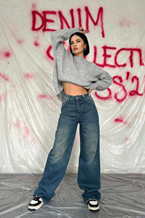 Lacivert Comfy Jeans Pantolon
