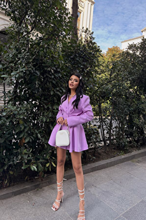 CEKET ELBİSE PENS DETAYLI - Lila