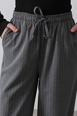 Beli Lastikli Bol Paça Pantolon - Antrasit