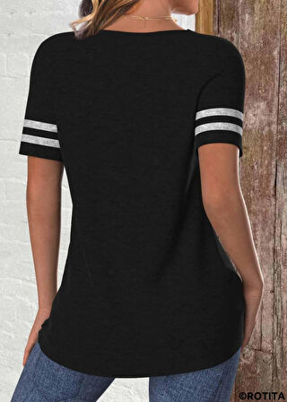 Kadın Kısa Kollu Bisiklet Yaka çift Renkli Viskon Bluz