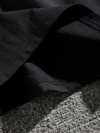 Erkek Dağ Grafikli Tişört, Yaz Için Büyük Beden Rahat T-shirt - Siyah