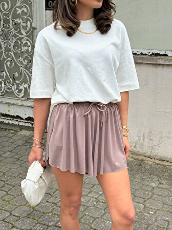 Kadın Sandys Kumaş Bağıcık Detaylı şort