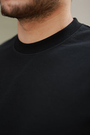 Erkek Basic Oversize Double Face Kumaş Kısa Kollu Tshirt