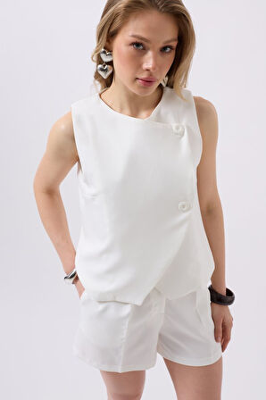 Yandan Düğmeli Dokuma Yelek