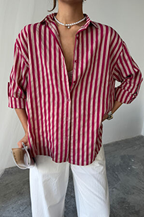 ÇİZGİLİ GÖMLEKKETEN - Bordo