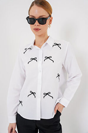 Fiyonk Detay Gömlek 20311 - Beyaz