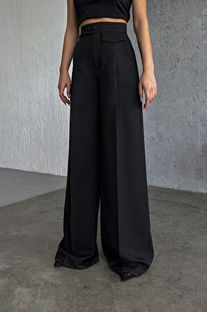 Üç Düğme Detayli Palazzo Pantolon