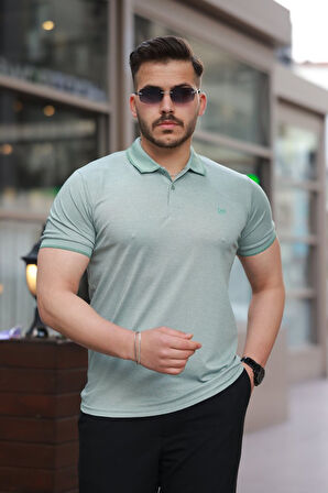 Erkek Yakalı Kagi Kumaş Kısa Kollu T-shirt