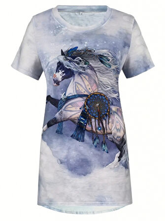 Kadın Kısa Kollu Bisiklet Yaka Salaş Süprem Bluz