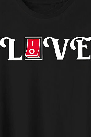 Sevgililer Günü İçin Özel Tasarım Love Baskılı T-shirt - Siyah