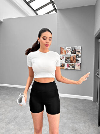 Kadın Dalgıç Kumaş Toparlayıcı Yüksek Bel çok Amaçlı Biker şort Tayt