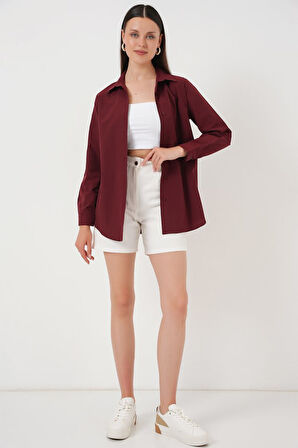 Uzun Kol Basic Gömlek 20279 - Bordo