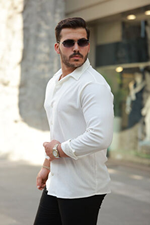 Erkek Kadife Dokulu Uzun Kollu Gömlek