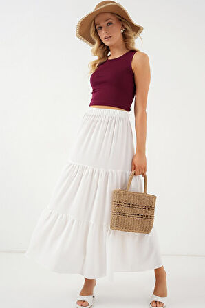 Ayrobin Uzun Etek 8048 - Beyaz