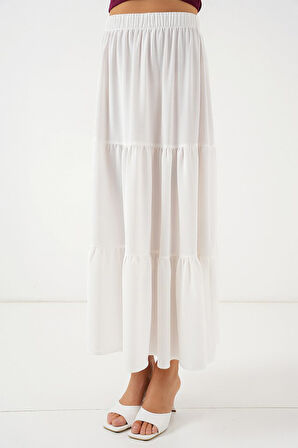 Ayrobin Uzun Etek 8048 - Beyaz