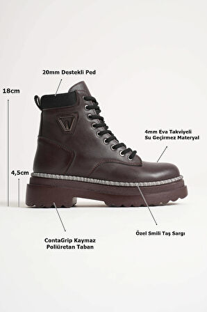 Fiora Özel Tasarım Kadın Kışlık Kalın Tabanlı Acı Kahve Bot