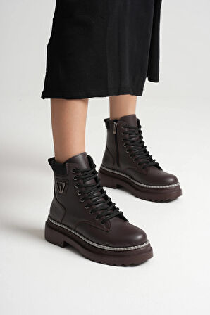 Fiora Özel Tasarım Kadın Kışlık Kalın Tabanlı Acı Kahve Bot