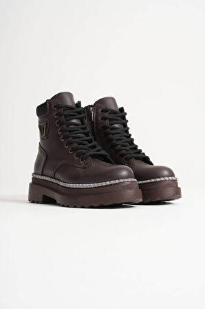 Fiora Özel Tasarım Kadın Kışlık Kalın Tabanlı Acı Kahve Bot