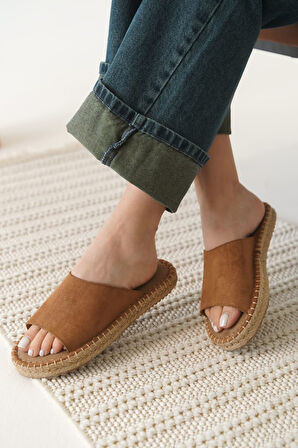 Grey Süet Taba Kadın Terlik