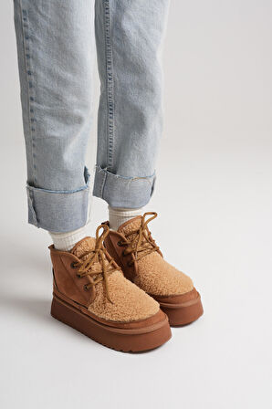 Loana Kadın Kürklü Taba Kışlık Kalın Tabanlı Bot