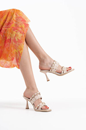 Merlin Topuklu Kadın Bej Terlik