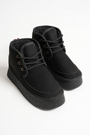 Elena Kadın Siyah Kışlık İçi Kürklü Kalın Taban Bot