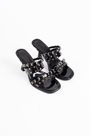 Merlin Topuklu Kadın Siyah Terlik