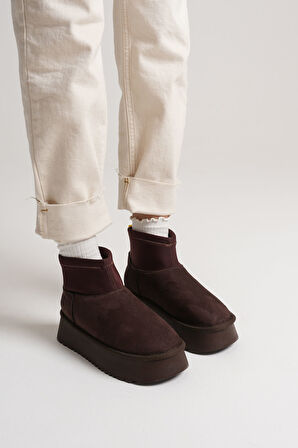 Nadia Kadın Acı Kahve Kışlık İçi Kürklü Kalın Taban Bot