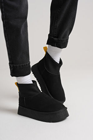 Nadia Kadın Siyah Kışlık İçi Kürklü Kalın Taban Bot