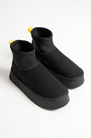 Nadia Kadın Siyah Kışlık İçi Kürklü Kalın Taban Bot