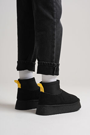 Nadia Kadın Siyah Kışlık İçi Kürklü Kalın Taban Bot