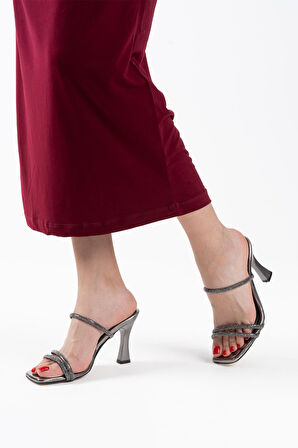 Alvina Füme Ayna Taşlı Kadın Topuklu Terlik