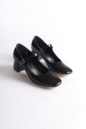 Rosalie Siyah Rugan Topuklu Kadın Ayakkabı