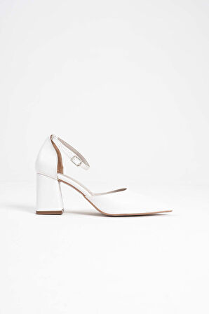 Doren Beyaz Cilt Kadın Topuklu Ayakkabı