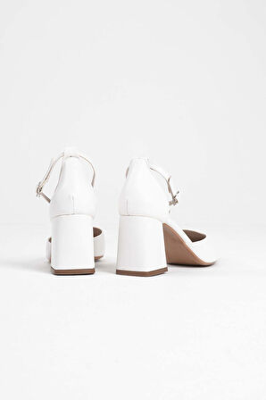 Doren Beyaz Cilt Kadın Topuklu Ayakkabı