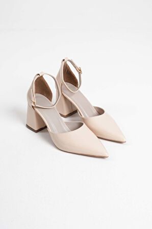 Doren Bej Rugan Kadın Topuklu Ayakkabı