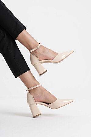 Doren Bej Rugan Kadın Topuklu Ayakkabı