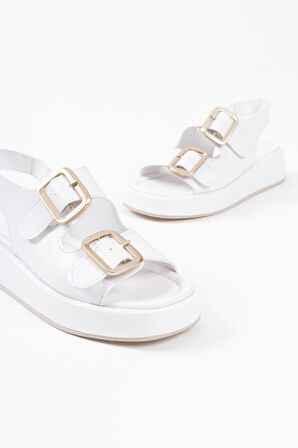 Shery Beyaz Cilt Sandalet