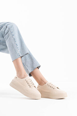 Glown Kadın Bej Keten Spor Ayakkabı