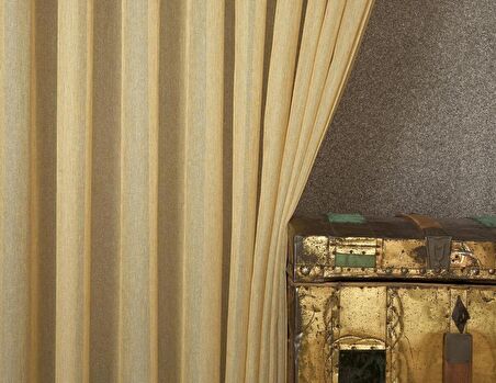 Massarelli Etamin Şantuklu Tül Altın Rengi  Pilesiz 