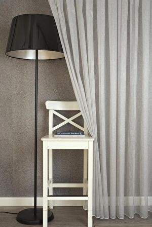 Massarelli Etamin Şantuklu Tül Gümüş  Pilesiz 