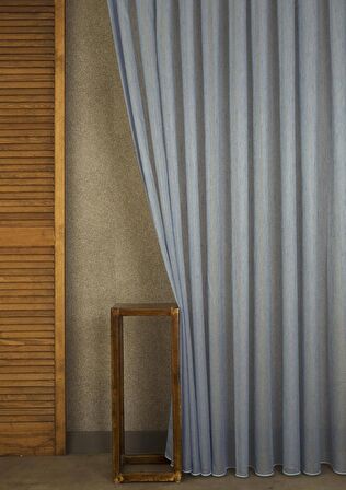 Massarelli Etamin Şantuklu Tül Mavi  1-2,5 Orta Sık Pile