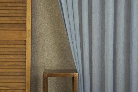 Massarelli Etamin Şantuklu Tül Mavi  Pilesiz 