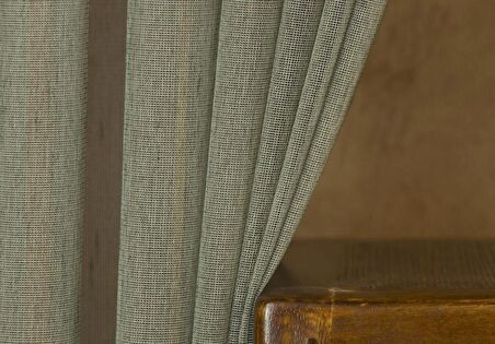 Massarelli Etamin Şantuklu Tül Yeşil  1-3 Sık Pile